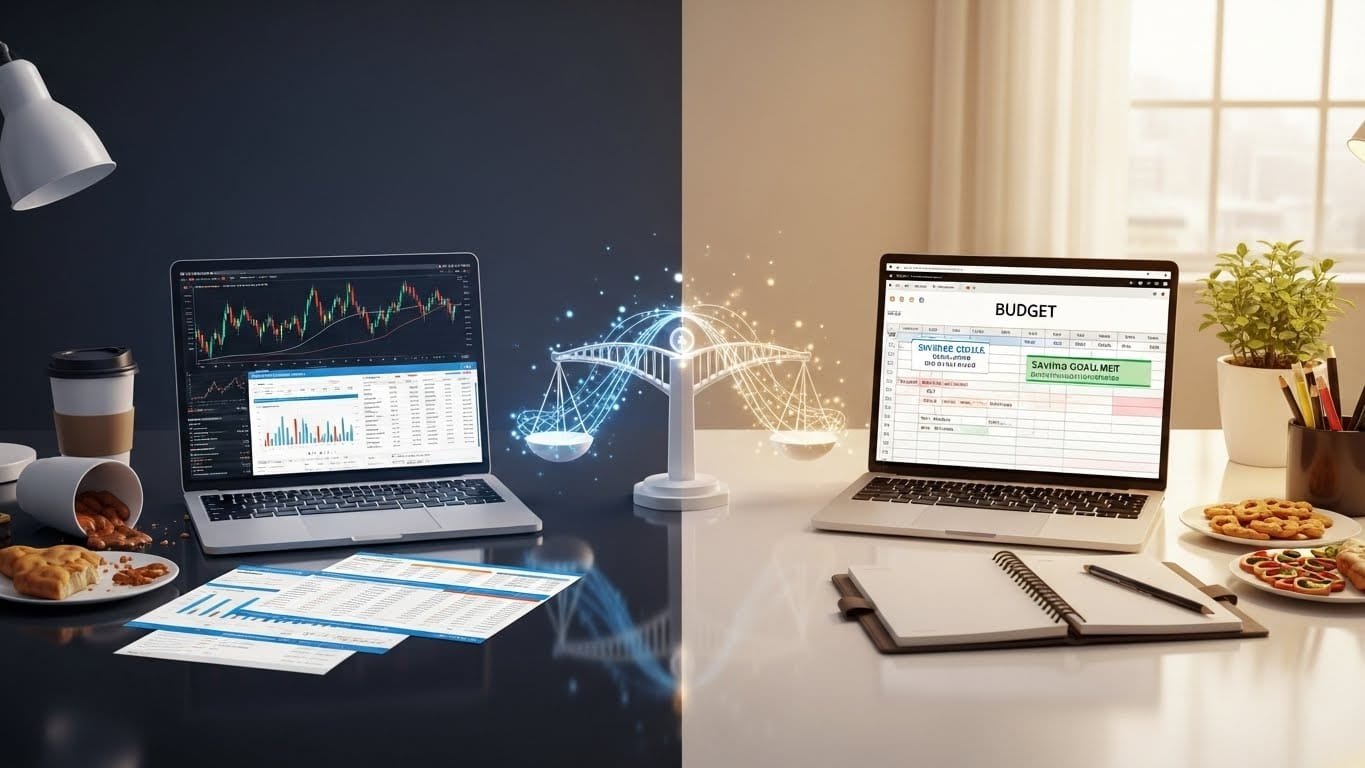 Modern lifestyle finance setup representing financial balance